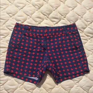 J. Crew Navy and Red Geometric City Shorts